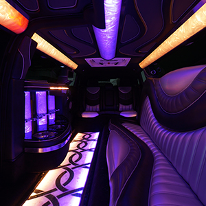 the interior of a party bus