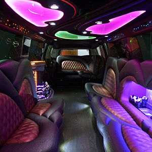 the interior of our party buses